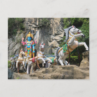 Hindu God with horse carriage at Ramayana Cave Postcard