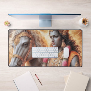 Hindu God with Horse - Desk Mat, Mouse Pad