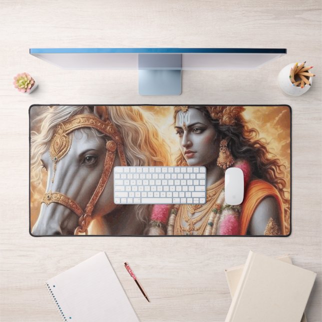 Hindu God with Horse - Desk Mat, Mouse Pad (Office 1)
