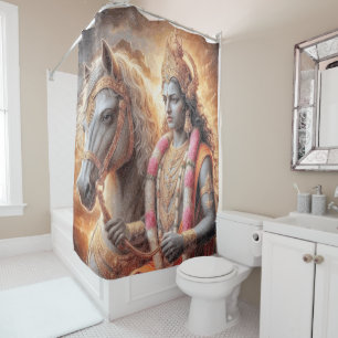 Hindu God with Horse - Shower Curtain