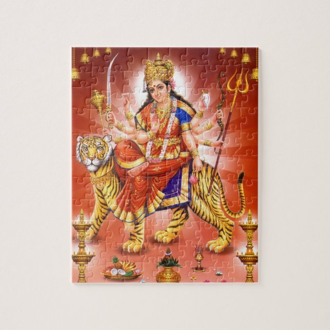 Hindu Goddess Durga Tiger Jigsaw Puzzle (Vertical)