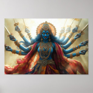 Hindu Goddess Kali Portrait Painting Shakti Art Poster