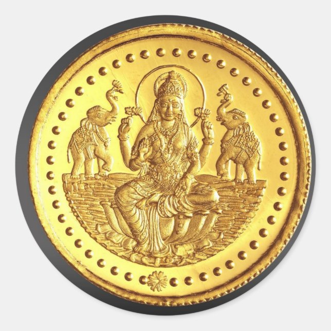 HINDU GODDESS LAKSHMI CLASSIC ROUND STICKER (Front)