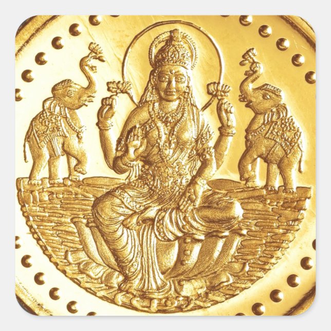 HINDU GODDESS LAKSHMI SQUARE STICKER (Front)