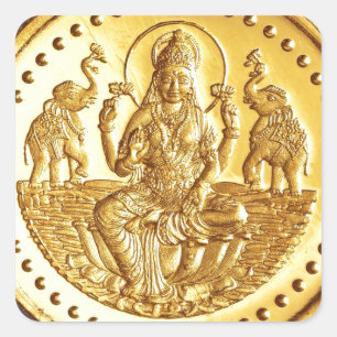 HINDU GODDESS LAKSHMI SQUARE STICKER