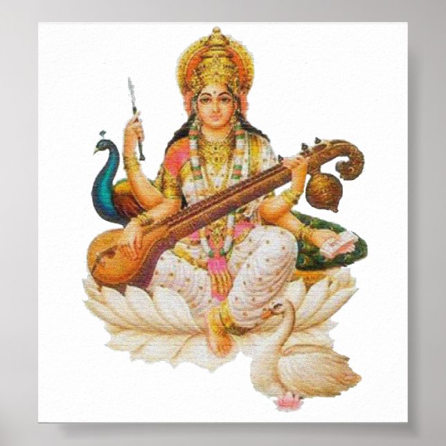 Hindu Goddess Saraswati Godess For art education Poster (Front)
