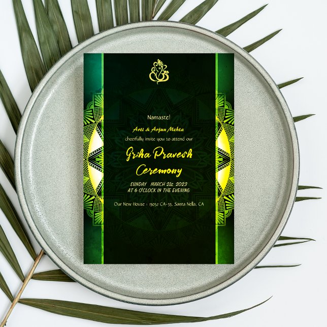 Hindu House Warming Griha Pravesh Golden Chakra Invitation (Creator Uploaded)