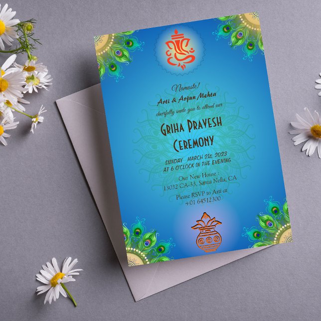 Hindu House Warming Griha Pravesh Intricate Design Invitation (Creator Uploaded)