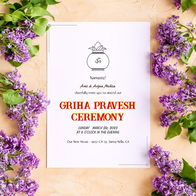 Hindu House Warming Griha Pravesh Minimal Invitation (Creator Uploaded)