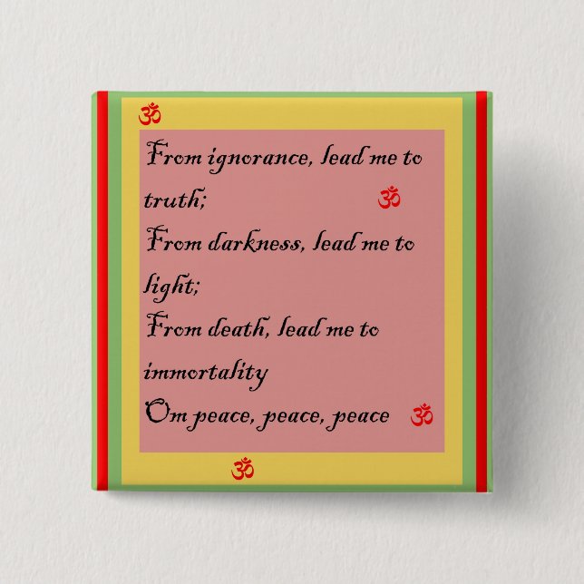 Hindu Mantra Om 15 Cm Square Badge (Front)