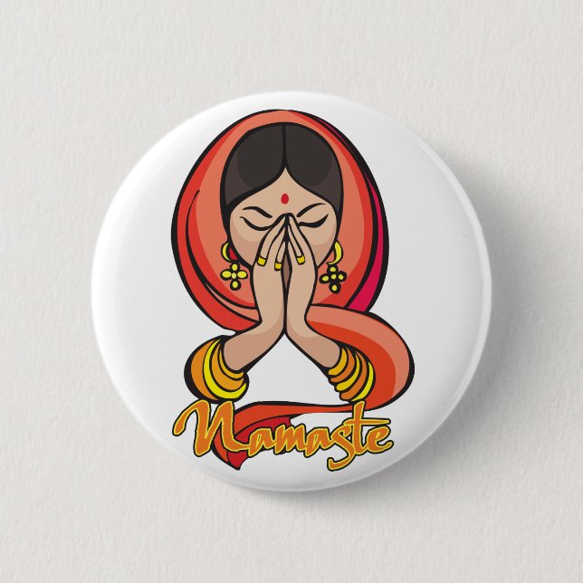 Hindu Namaste 6 Cm Round Badge (Front)