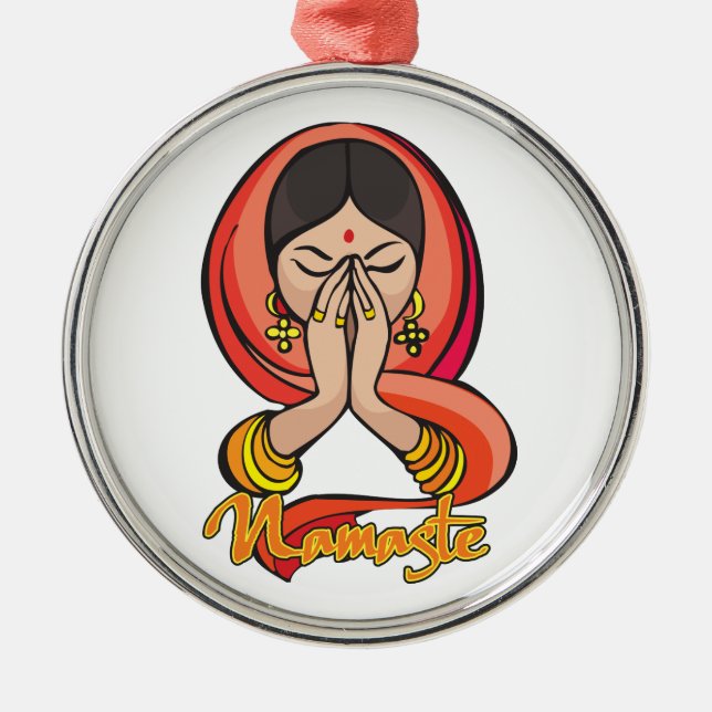Hindu Namaste Metal Ornament (Front)