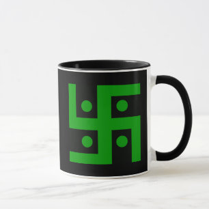 Hindu swastika (green on black background) mug