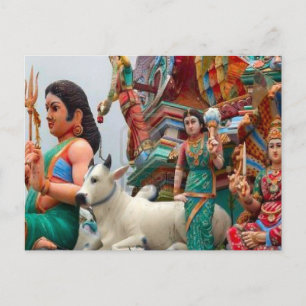 Hindu temple figures, Little India Postcard