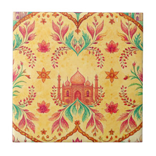Hindu temple indian seamless pattern ceramic tile