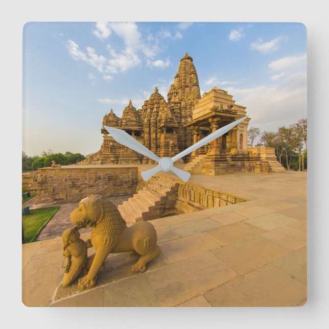 Hindu Temples at Khajuraho Square Wall Clock (Front)