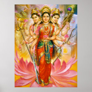 Hindu Three Goddesses Large Canvas Print