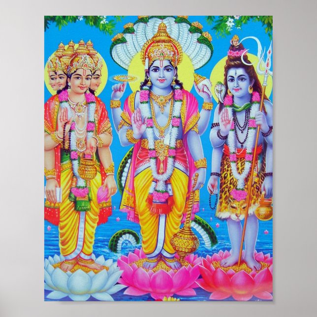 Hindu Trinity Brahma Vishnu Shiva Poster (Front)