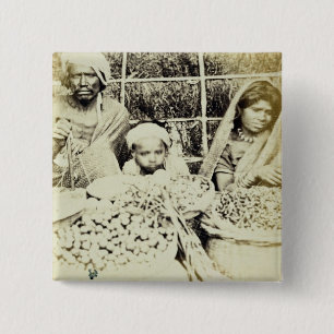 Hindu Vegetable and Fruit Sellers in Madras, 19th 15 Cm Square Badge