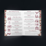 Hindu Wedding Ceremony (Gold Red Pink) Folded Program<br><div class="desc">This wedding ceremony program details the important steps of a hindu wedding to explain this to guests who may be unfamiliar or to help them follow along with the sacred rituals of this wonderful day. All of the colours can be edited in the design tool, and the text can be...</div>