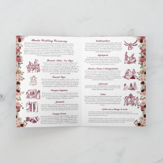 Hindu Wedding Ceremony (Gold Red Pink) Folded Program