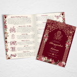 Hindu Wedding Ceremony Red, Gold, Pink Floral Program<br><div class="desc">This wedding ceremony program details the important steps of a hindu wedding to explain this to guests who may be unfamiliar or to help them follow along with the sacred rituals of this wonderful day. All of the colours can be edited in the design tool, and the text can be...</div>