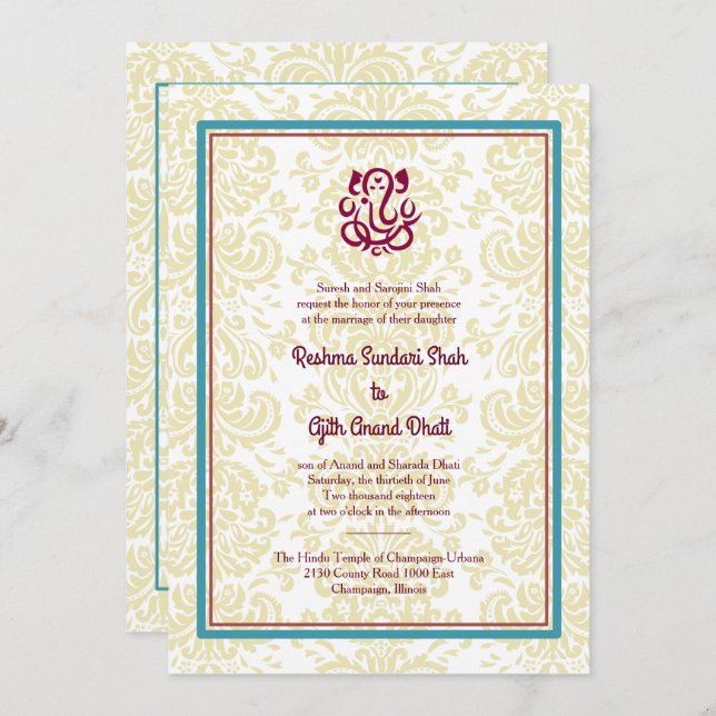 Hindu Wedding Invitation (Front/Back)