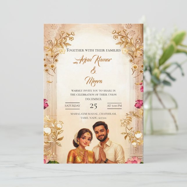 Hindu Wedding Invitation Templates Traditional (Standing Front)
