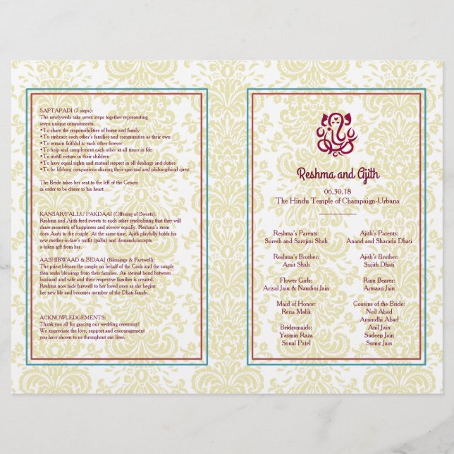 Hindu Wedding Program Flyer (Front)