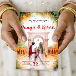 Hindu Wedding Program Watercolor Indian Ceremony Flyer