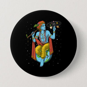 Hinduism Lord Krishna 7.5 Cm Round Badge