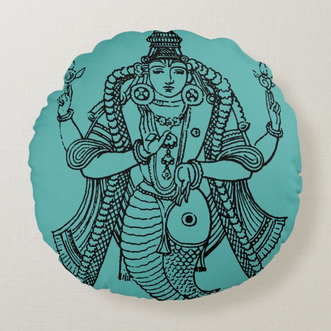 Hinduism: Vishnu Round Cushion (Front)