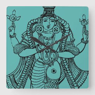 Hinduism: Vishnu Square Wall Clock