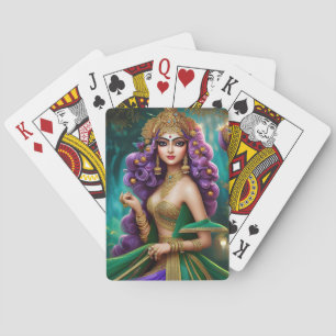 Hindy beatiful girl playing cards