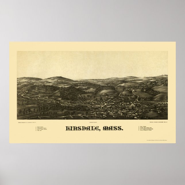 Hinsdale, MA Panoramic Map - 1887 Poster (Front)