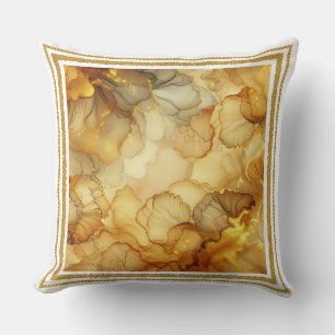 Hint of Yellow Flowers, Gold Beads border Cushion