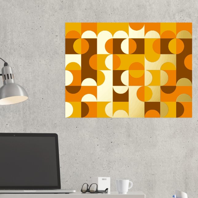 Hip Abstract Circles Wavy Gold Mosaic Art Pattern  Foil Prints (In Situ (Desk 2))
