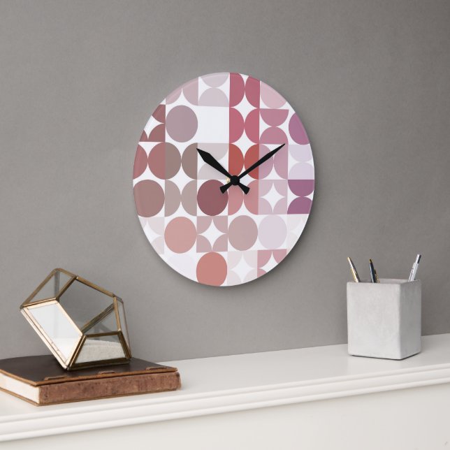 Hip Abstract Half Circles Fusion Art Pattern Large Clock (Office)