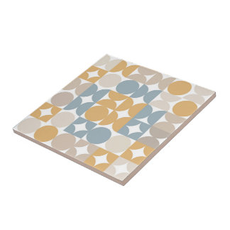 Hip Abstract Half Circles Industrial Fusion Art Ceramic Tile