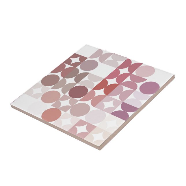 Hip Abstract Half Circles Industrial Fusion Art Ceramic Tile (Side)