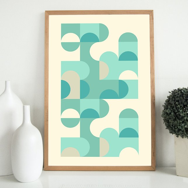 Hip Abstract Half Circles Wavy Mosaic Art Pattern  Poster (Creator Uploaded)