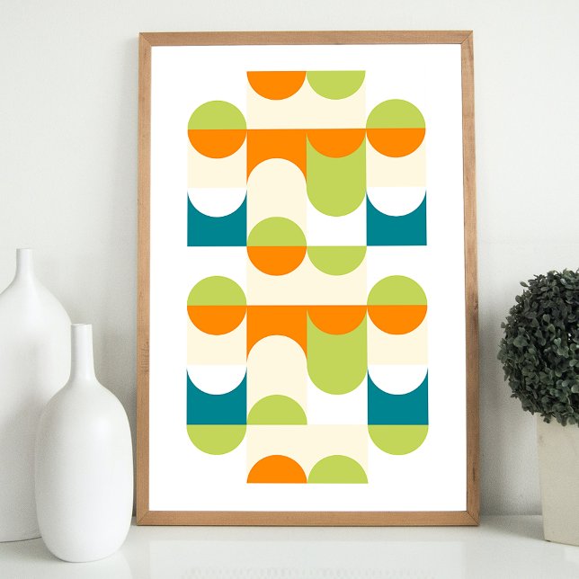 Hip Abstract Half Circles Wavy Mosaic Art Pattern Poster (Creator Uploaded)