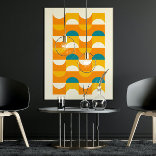 Hip Abstract Half Circles Wavy Mosaic Art Pattern Poster