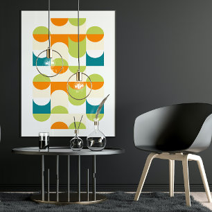 Hip Abstract Half Circles Wavy Mosaic Art Pattern Poster