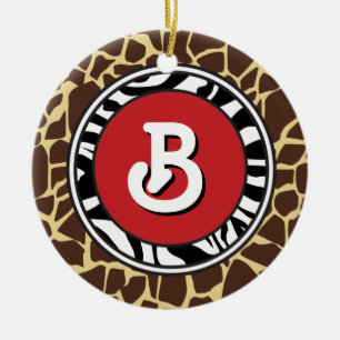 Hip and Chic Animal Print Prints Ornament: Red Ceramic Tree Decoration