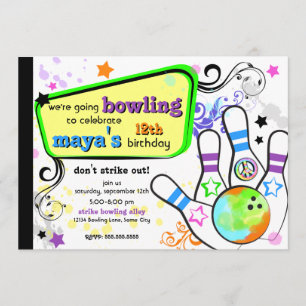 Hip and Colourful Bowling Invitation