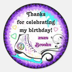 Hip and Colourful Ice Skate Gift Label