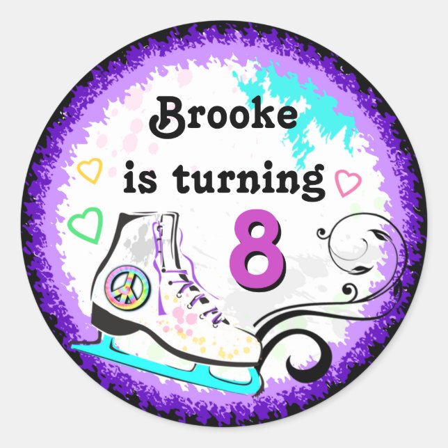 Hip and Colourful Ice Skate Gift Label (Front)