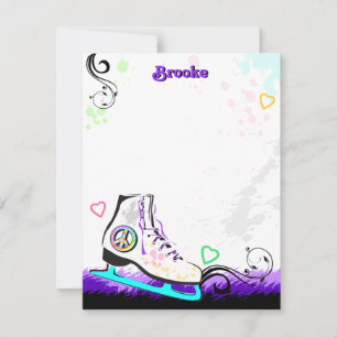 Hip and Colourful Ice Skate Note Card