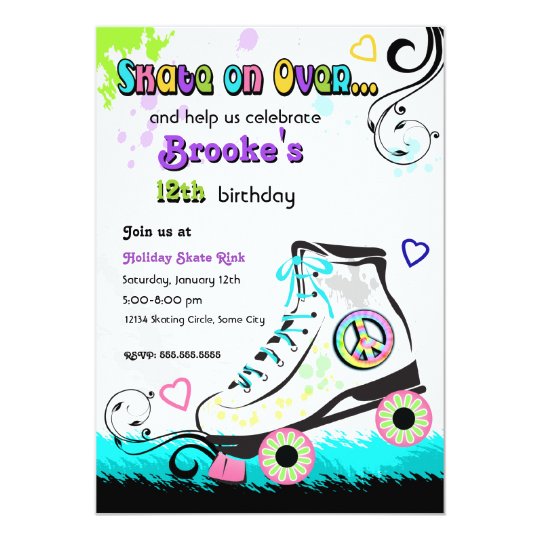 hip and colourful roller skate invitation zazzle com au baby shower invitation sayings
